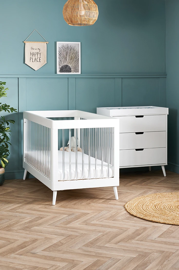 Obaby Maya 2 Piece Acrylic Nursery Room Set – White 1 Obaby Maya 2 Piece Acrylic Nursery Room Set – White