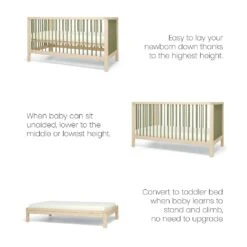 Mamas & Papas Solo Cot Bed And Mattress – Green/Natural -Kiddies Kingdom Store SDERT 2 2