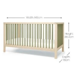 Mamas & Papas Solo Cot Bed And Mattress – Green/Natural -Kiddies Kingdom Store SFET4Y67