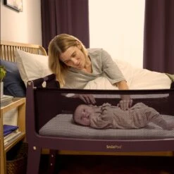 SnuzPod Studio Bedside Crib With Mattress Rome Burgundy -Kiddies Kingdom Store SGEY47 4