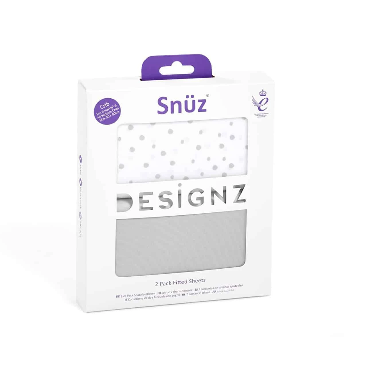 Snuz Crib 2 Pack Fitted Sheets Grey Spot 2 Snuz Crib 2 Pack Fitted Sheets Grey Spot - Image 2