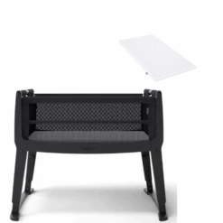 Sennen 4 Piece Nursery Room Set – Anthracite/ Oak -Kiddies Kingdom Store SnuzPod Studio Bedside Crib with mattress Brooklyn Graphite 1