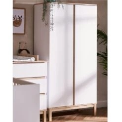 Obaby Astrid 5 Piece Nursery Room Set/Shelf/Mattress – White/Oak -Kiddies Kingdom Store TUYUU 1