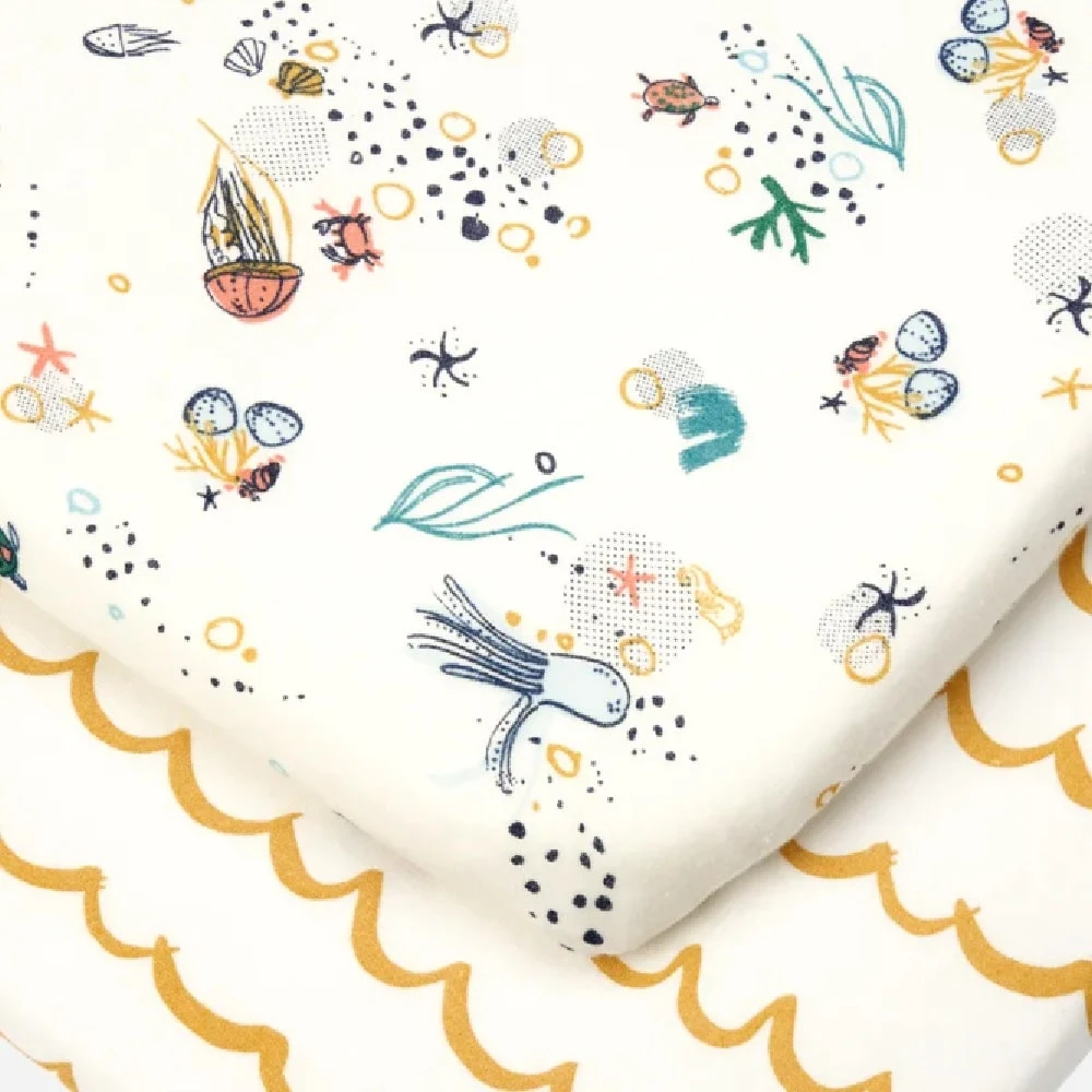 Tutti Bambini Mini Cot Fitted Sheets 2pk – Our Planet 2 Tutti Bambini Mini Cot Fitted Sheets 2pk – Our Planet - Image 2