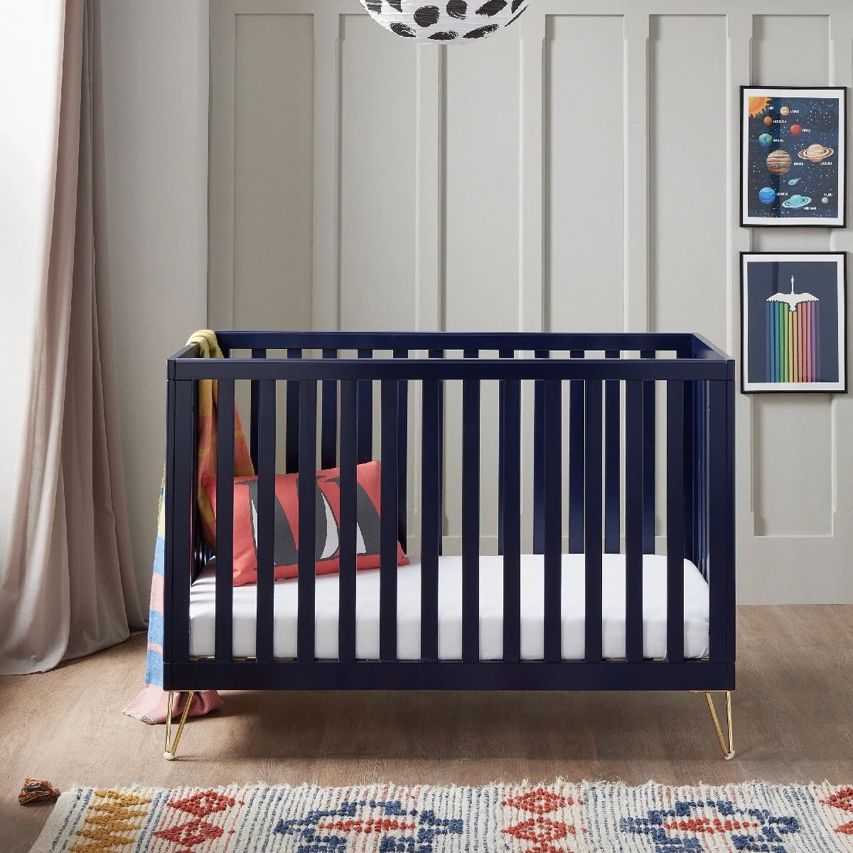 Babymore Kimi Cot Bed Midnight Blue 3 Babymore Kimi Cot Bed Midnight Blue - Image 3