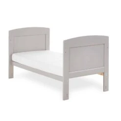 Obaby Grace Mini Cot Bed Warm Grey -Kiddies Kingdom Store Warm Grey Wooden Mini Cot Bed and Toddler Bed