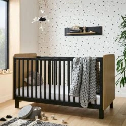 CuddleCo Rafi Cot Bed – Oak And Black