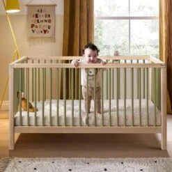 Mamas & Papas Solo Cot Bed And Mattress – Green/Natural -Kiddies Kingdom Store ZSDFR 1