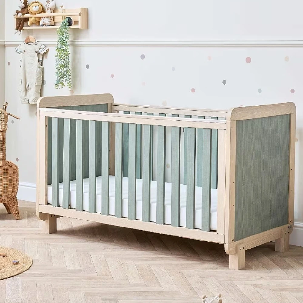 Tutti Bambini Kuba Cot Bed – Pickled Oak/Sage Weave 1 Tutti Bambini Kuba Cot Bed – Pickled Oak/Sage Weave