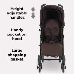 My Babiie Plus Stroller Quilted Chocolate -Kiddies Kingdom Store aqw34
