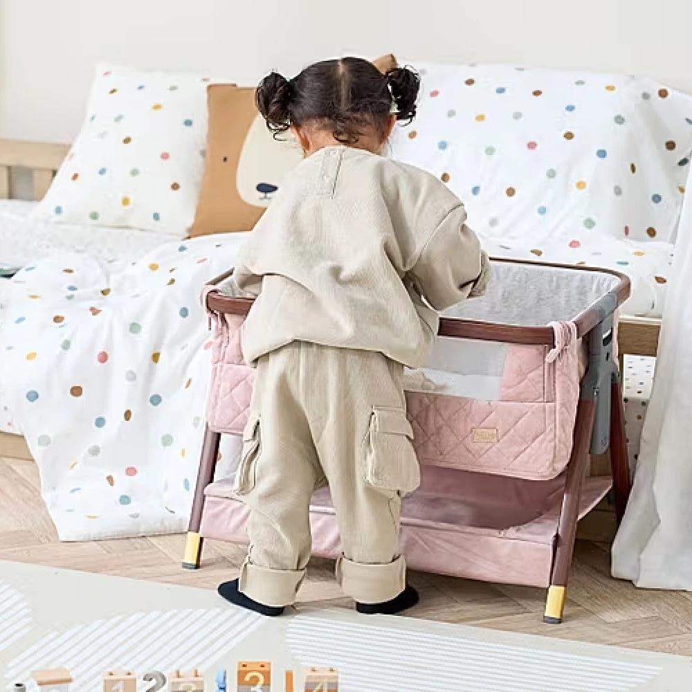 Tutti Bambini CoZee Luxe Mini Me Crib – Walnut & Blush 2 Tutti Bambini CoZee Luxe Mini Me Crib – Walnut & Blush - Image 2