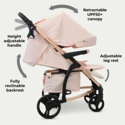 My Babiie 3-in-1 Travel System With I-Size Car Seat – Pink Plaid -Kiddies Kingdom Store aw3e4657