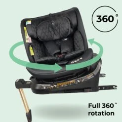 My Babiie I-Size (40-150cm) Spin Car Seat – Quilted Black -Kiddies Kingdom Store awe4r5t6
