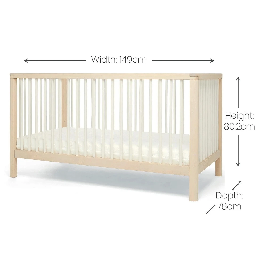 Mamas & Papas Solo Cot Bed And Mattress – White/Natural 9 Mamas & Papas Solo Cot Bed And Mattress – White/Natural - Image 9