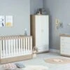 Babymore Veni 4 Piece Nursery Room Set With Underdrawer – White/Oak