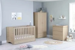 Babymore Veni 3 Piece Nursery Room Set With Underdrawer – Oak