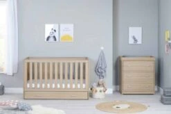 Babymore Veni Cot Bed With Underdrawer – Oak