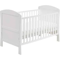 Kiddies Kingdom Store -Kiddies Kingdom Store babymore aston dropside cot bed in white 2 2