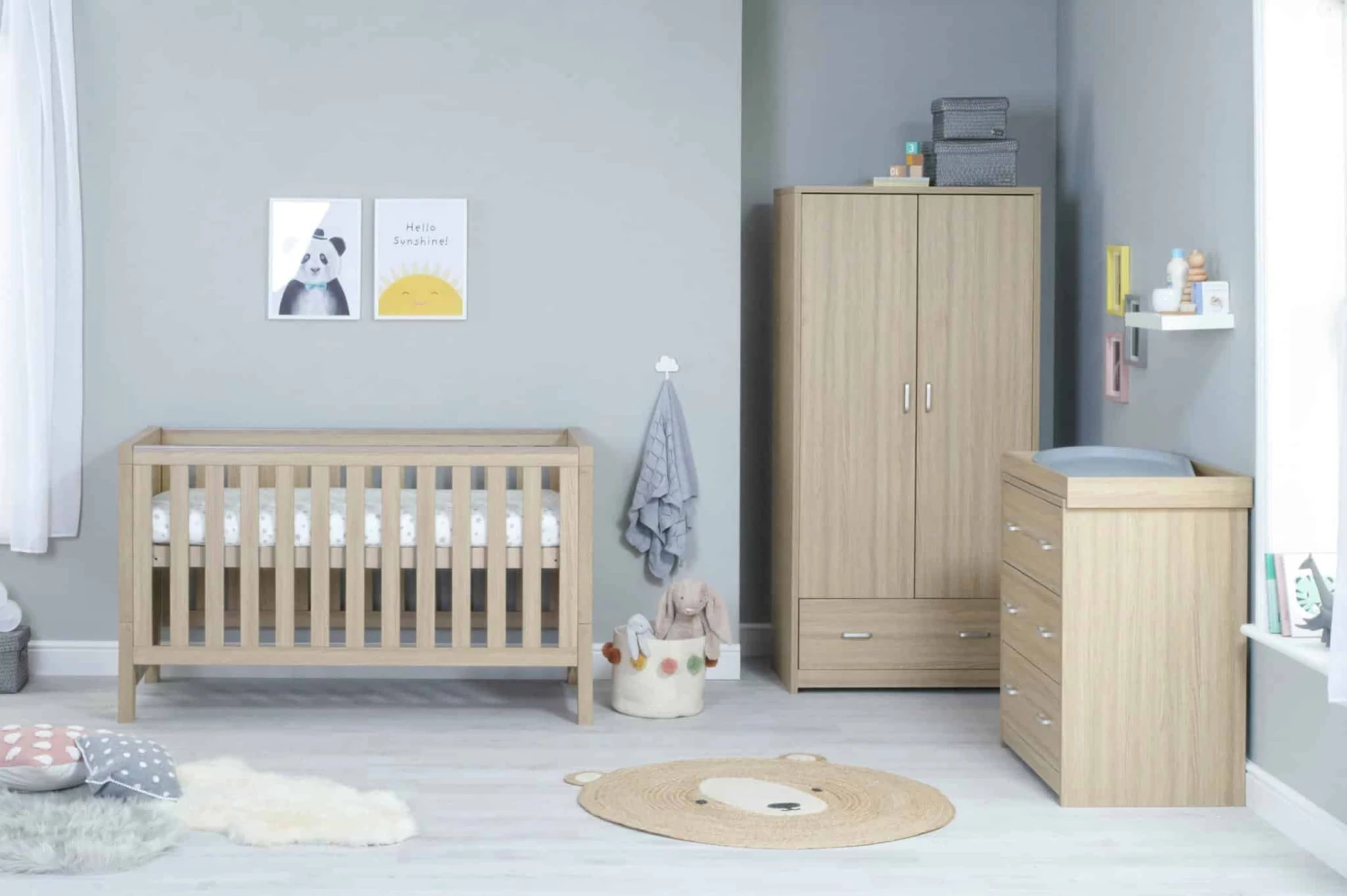 Babymore Luno 4 Piece Nursery Room Set – Oak 1 Babymore Luno 4 Piece Nursery Room Set – Oak