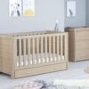Babymore Luno Cot Bed With Underdrawer – Oak