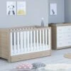 Babymore Luno Cot Bed With Underdrawer – White/Oak