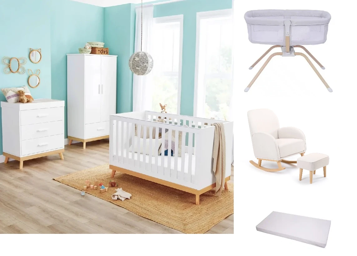 Babymore Mona Ultimate Newborn 7 Piece Nursery Room Set – White 2 Babymore Mona Ultimate Newborn 7 Piece Nursery Room Set – White - Image 2