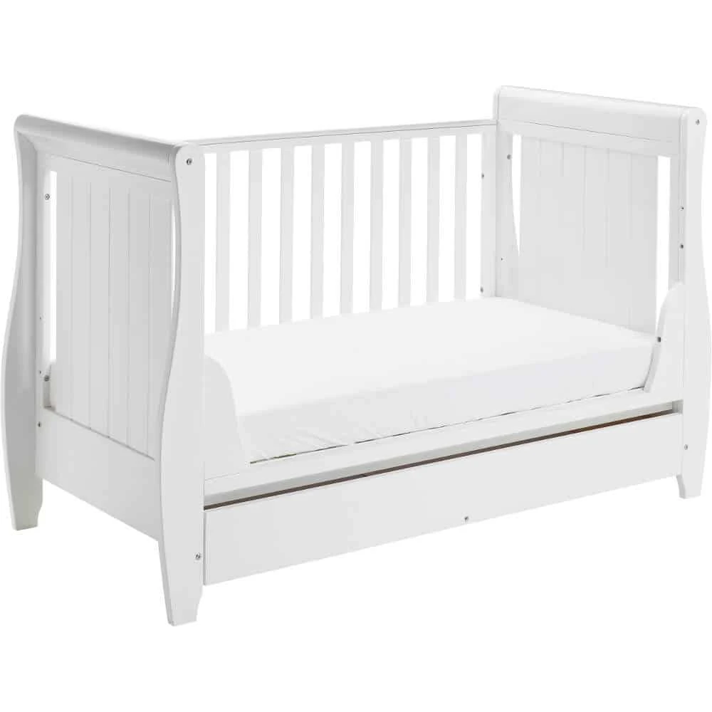 Babymore Stella Dropside Sleigh Cot Bed/Cot Top Changer/Mattress – White 4 Babymore Stella Dropside Sleigh Cot Bed/Cot Top Changer/Mattress – White - Image 4