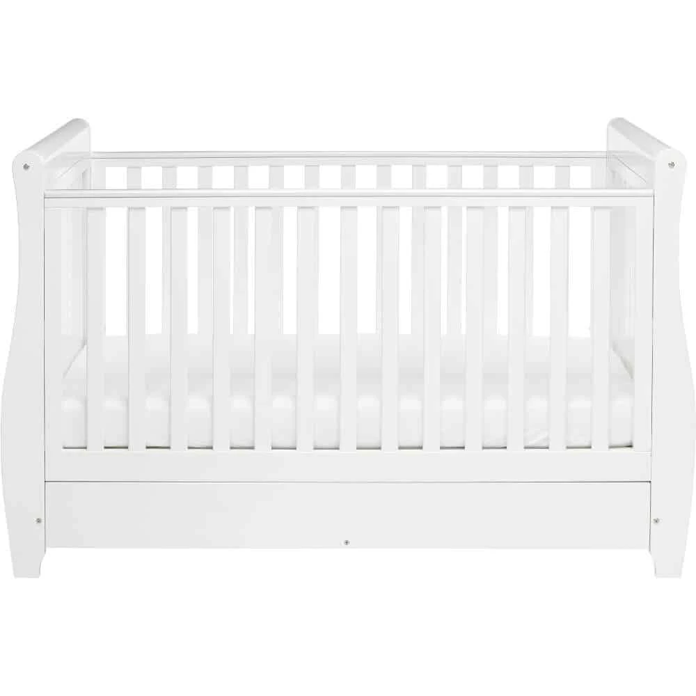 Babymore Stella Dropside Sleigh Cot Bed/Cot Top Changer/Mattress – White 3 Babymore Stella Dropside Sleigh Cot Bed/Cot Top Changer/Mattress – White - Image 3