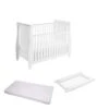 Babymore Stella Dropside Sleigh Cot Bed/Cot Top Changer/Mattress – White