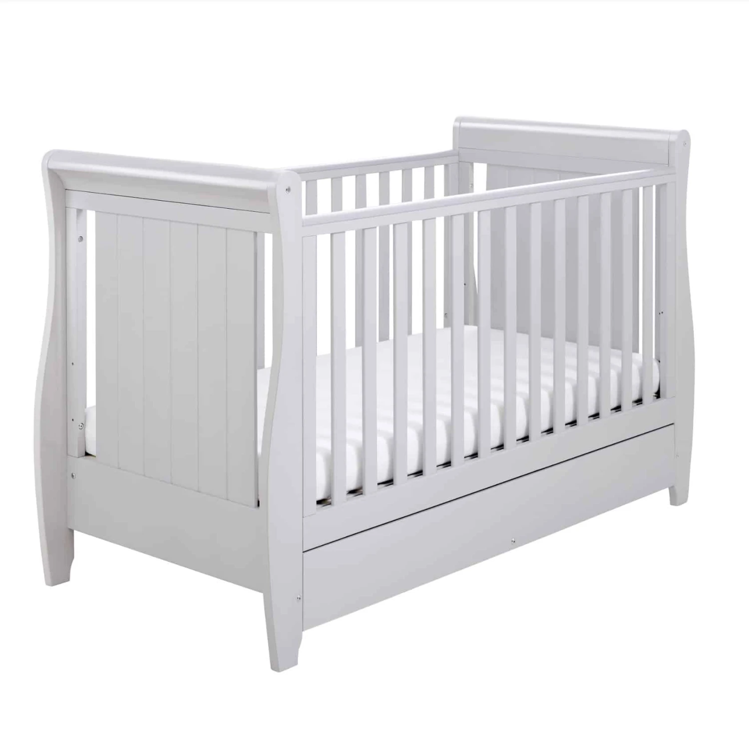 Babymore Stella Dropside Sleigh Cot Bed – Grey 1 Babymore Stella Dropside Sleigh Cot Bed – Grey
