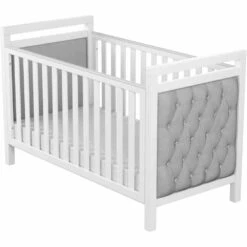 Babymore Deluxe Velvet Cot Bed And Mattress Set – White/Grey