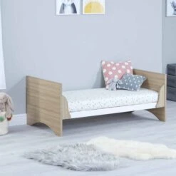 Babymore Veni 3 Piece Nursery Room Set With Underdrawer – Oak -Kiddies Kingdom Store babymore veni junior bed no drawer oak scaled 1