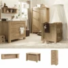 Babystyle Bordeaux Oak 7 Piece Nursery Room Set/Shelf/Toy Box/Tall Boy/Mattress