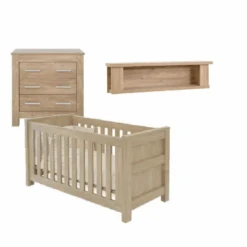 Babystyle Bordeaux Oak Nursery Room Set/Cotbed/Dresser/Shelf/Mattress