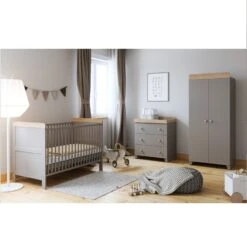 The Belstone 4 Piece Nursery Room Set Dove Grey And Oak