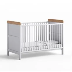The Belstone Cot Bed White And Oak -Kiddies Kingdom Store bestone cot white and oak
