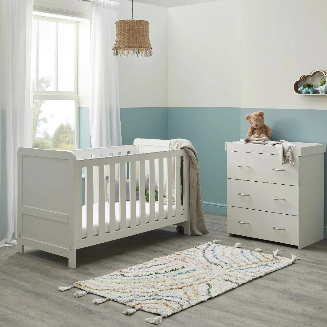 Babymore Caro 2 Piece Nursery Set – White Wash 1 Babymore Caro 2 Piece Nursery Set – White Wash