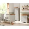 Tutti Bambini Rio 7 Piece Nursery Room Set With Shelves/Toy Box/Mattress – Dove Grey/Oak