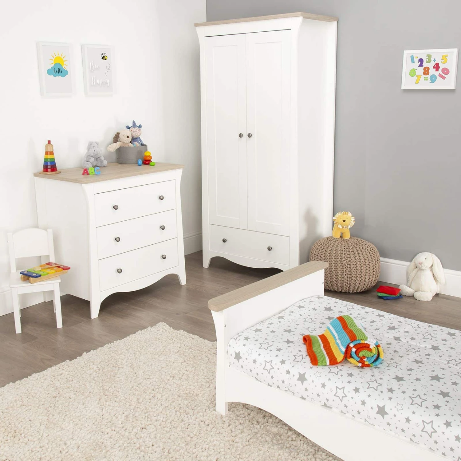 CuddleCo Clara 4 Piece Nursery Set – White/Ash 2 CuddleCo Clara 4 Piece Nursery Set – White/Ash - Image 2