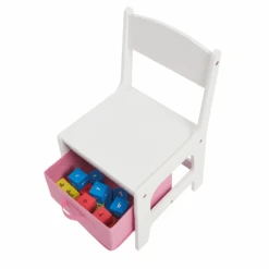 Liberty House Toys White Table And Chairs With Pink Bins -Kiddies Kingdom Store dfg