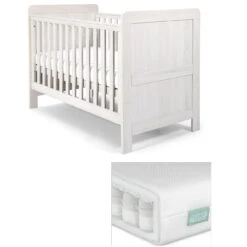 Mamas & Papas Atlas Nimbus White Cotbed With Premium Pocket Spring Mattress
