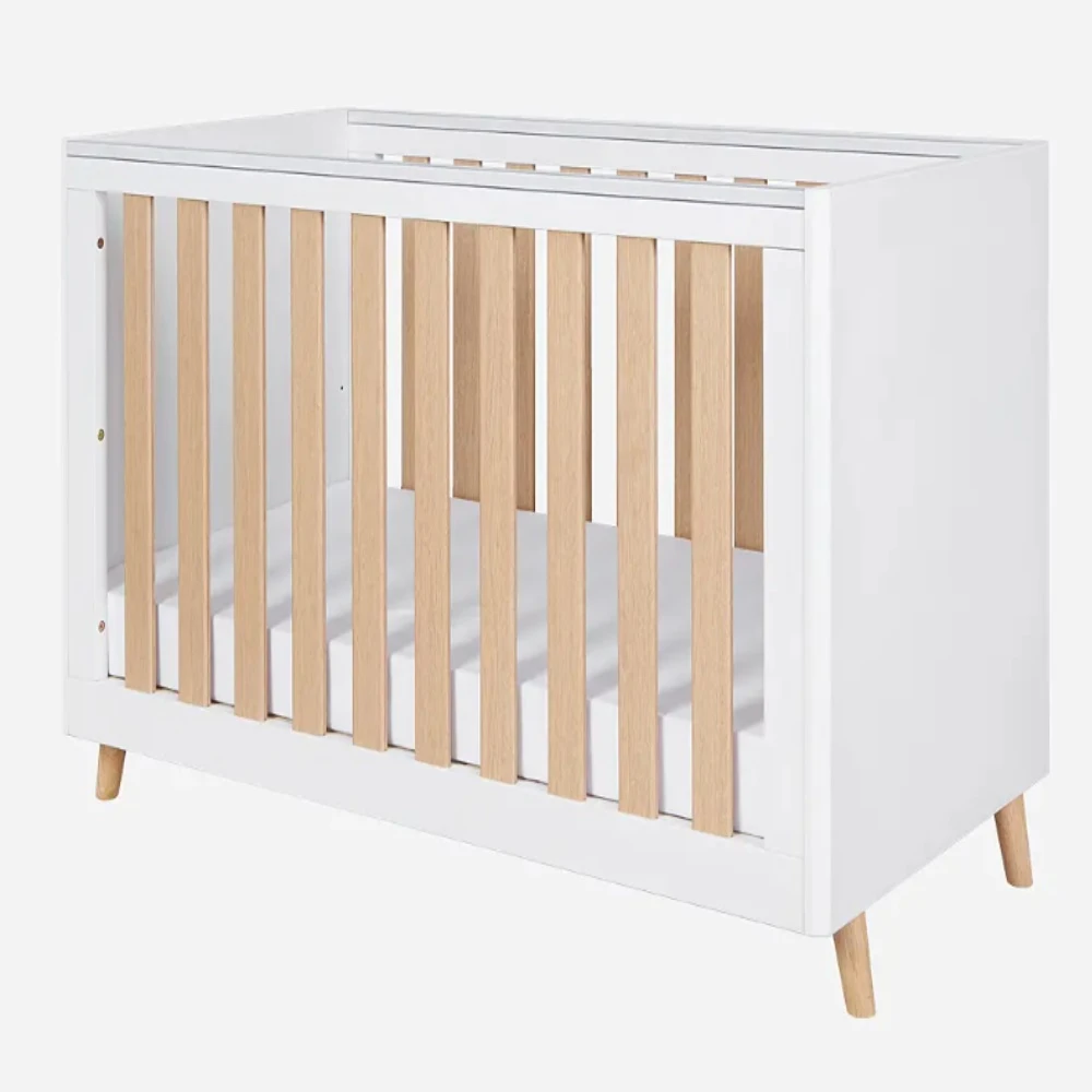 Tutti Bambini Fika Mini Cot Bed – White/Light Oak 2 Tutti Bambini Fika Mini Cot Bed – White/Light Oak - Image 2