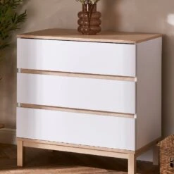 Obaby Astrid 5 Piece Nursery Room Set/Shelf/Mattress – White/Oak -Kiddies Kingdom Store drhji 5