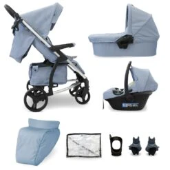 My Babiie MB200i Travel System With I-Size Car Seat – Blue Plaid