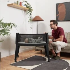 SnuzPod Studio Bedside Crib With Mattress Brooklyn Graphite -Kiddies Kingdom Store e467