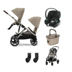 Cybex EGazelle S Twin Pushchair Travel System Bundle – Almond Beige