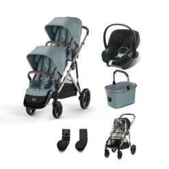 Cybex EGazelle S Twin Pushchair Travel System Bundle – Stormy Blue