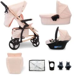 My Babiie 3-in-1 Travel System With I-Size Car Seat – Pink Plaid