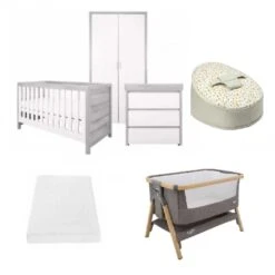 Tutti Bambini Modena 6 Piece Room Set Bundle – Grey Ash/White