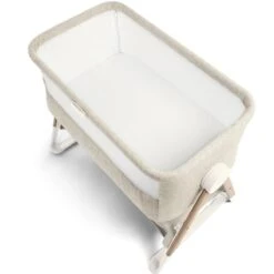 Mamas & Papas Lua Bedside Crib Fawn Bundle Oat And Spot -Kiddies Kingdom Store etg46y57